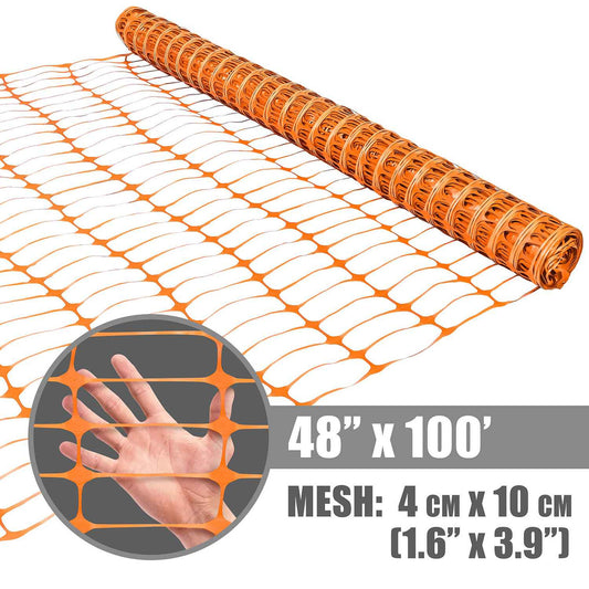 4 ft. x 100 ft. Orange Plastic Fencing Roll for Construction Fencing, Pet Fencing and Event Fencing, 4 cm x 10 cm Mesh