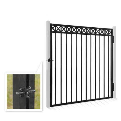 Puerta para valla de diseño en X de servicio pesado con parte superior plana, 5 PIES de alto x 5 PIES de ancho, con accesorio de cerradura, múltiples opciones