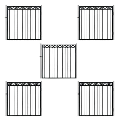 Puerta para valla de diseño en X de servicio pesado con parte superior plana, 5 PIES de alto x 5 PIES de ancho, con accesorio de cerradura, múltiples opciones