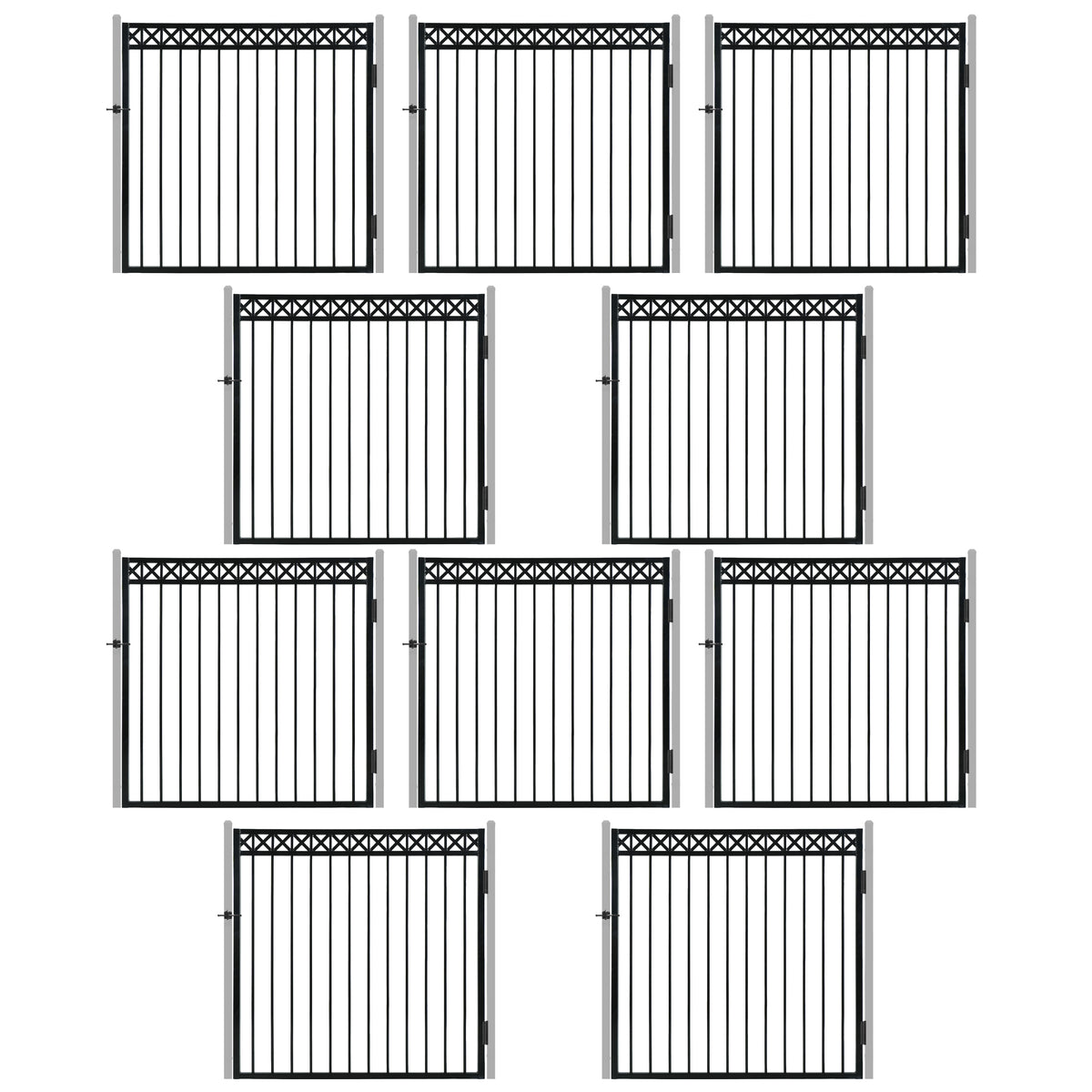 Puerta para valla de diseño en X de servicio pesado con parte superior plana, 5 PIES de alto x 5 PIES de ancho, con accesorio de cerradura, múltiples opciones