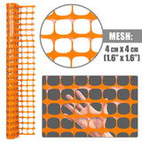 4 ft. x 100 ft. Outdoor Snow Fence, Temporary Garden Netting for Poultry, Rabbits, Chicken & Dogs, Opening Mesh Size 1.6" x 1.6" (Orange)