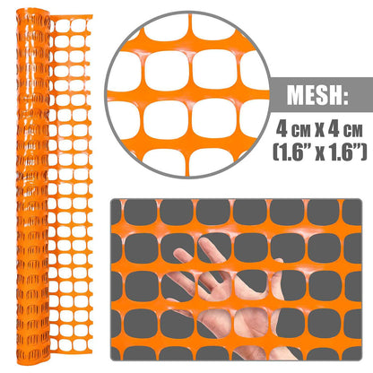 4 ft. x 100 ft. Outdoor Snow Fence, Temporary Garden Netting for Poultry, Rabbits, Chicken & Dogs, Opening Mesh Size 1.6" x 1.6" (Orange)