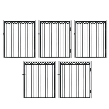 Puerta de verja de 1.83 m de alto x 1.52 m de ancho, de alta resistencia, con parte superior plana, patrón en X, con cierre, varias opciones