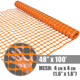 4 ft. x 100 ft. Outdoor Snow Fence, Temporary Garden Netting for Poultry, Rabbits, Chicken & Dogs, Opening Mesh Size 1.6" x 1.6" (Orange)