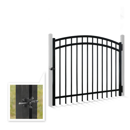 Puerta de cerca decorativa arqueada de alta resistencia de 1.2 m de alto x 1.5 m de ancho con accesorio de cerradura, múltiples opciones