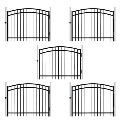 Puerta de cerca decorativa arqueada de alta resistencia de 1.2 m de alto x 1.5 m de ancho con accesorio de cerradura, múltiples opciones