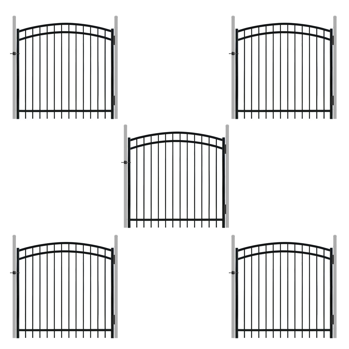 Puerta Decorativa de Valla Arqueada de Uso Pesado de 5 PIES de Alto x 5 PIES de Ancho con Accesorio de Cerradura, Múltiples Opciones