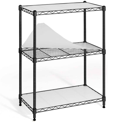 3-Tier NSF Adjustable Height Wire Shelving w/ Liner, Black