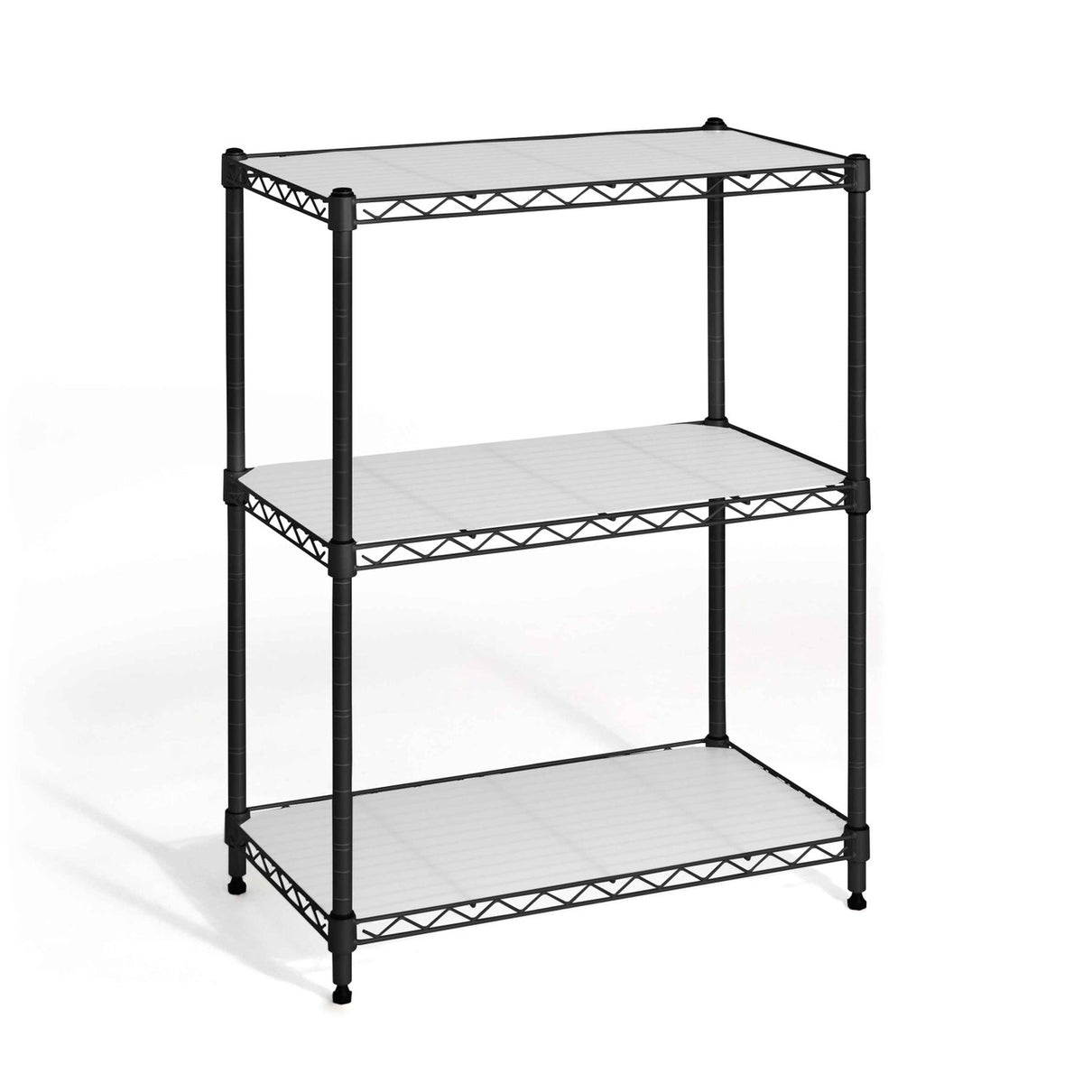 3-Tier NSF Adjustable Height Wire Shelving w/ Liner, Black