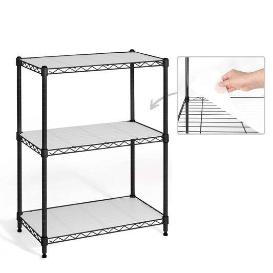 3-Tier NSF Adjustable Height Wire Shelving w/ Liner, Black