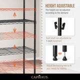 3-Tier NSF Adjustable Height Wire Shelving w/ Liner, Black