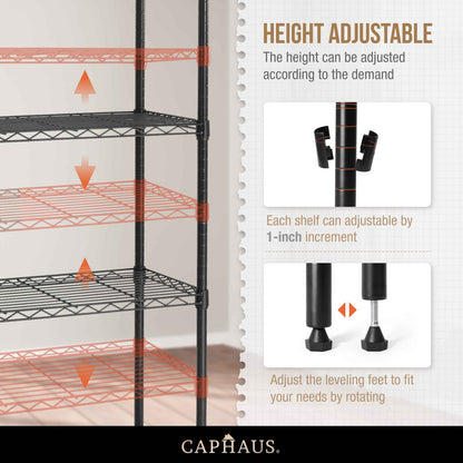 3-Tier NSF Adjustable Height Wire Shelving w/ Liner, Black