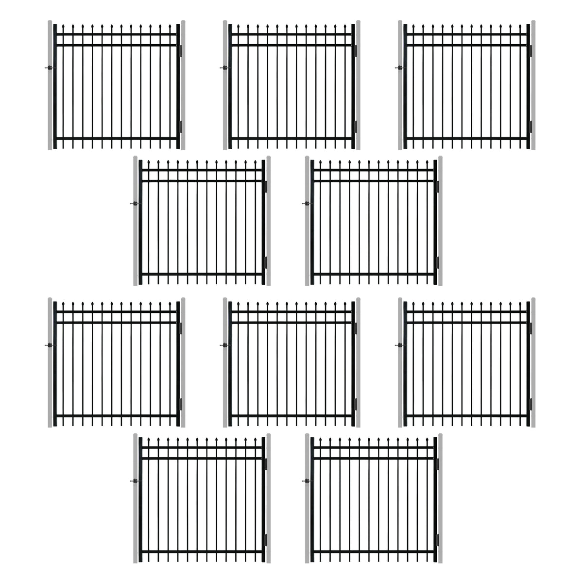 5FT Height X 5FT Width Heavy Duty Pinnacle Fence Gate with Lock Attachment, Multiple Options