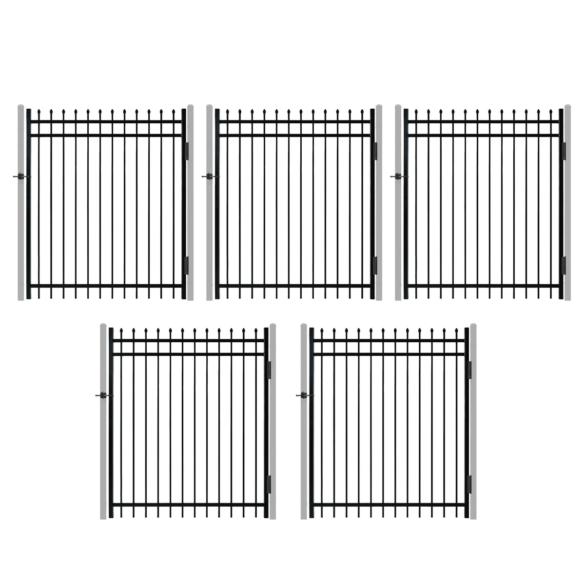 6FT Height X 5FT Width Heavy Duty Pinnacle Fence Gate with Lock Attachment, Multiple Options
