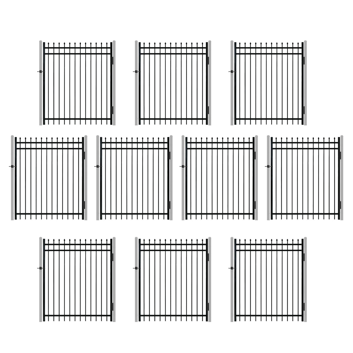 6FT Height X 5FT Width Heavy Duty Pinnacle Fence Gate with Lock Attachment, Multiple Options