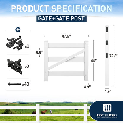 Kit de puerta de rancho de vinilo con poste, bisagras, pestillo y herrajes, varias opciones