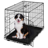 24 in. Foldable Dog Crate Wire Metal Dog Kennel w/ Divider Panel, Leak-Proof Pan & Protecting Feet