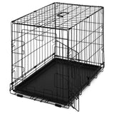 24 in. Foldable Dog Crate Wire Metal Dog Kennel w/ Divider Panel, Leak-Proof Pan & Protecting Feet