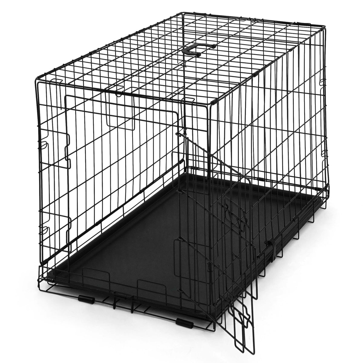 30 in. Foldable Dog Crate Wire Metal Dog Kennel w/ Divider Panel, Leak-Proof Pan & Protecting Feet