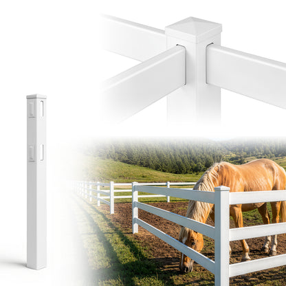 5ft Vinyl Ranch Universal Post with Cap and Hole Covers, Multiple Options