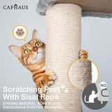 58 in. Light Grey Cat Tower for Indoor Cats, Multi-Level Cat Activity Tree with Scratching Posts, Basket, Cave Condo