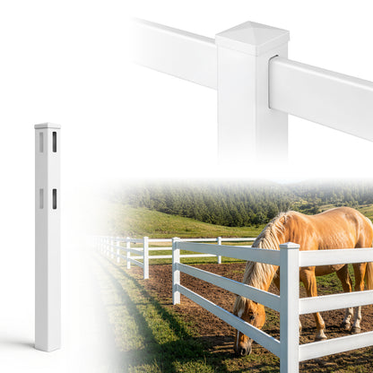 5ft Vinyl Ranch Line Post with Cap, Multiple Options