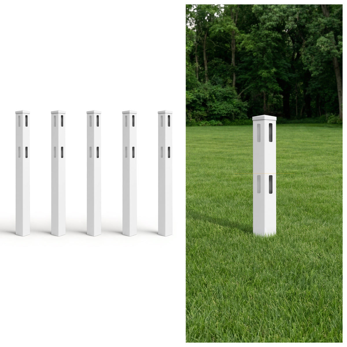 5ft Vinyl Ranch Line Post with Cap, Multiple Options