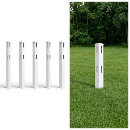 5ft Vinyl Ranch Line Post with Cap, Multiple Options