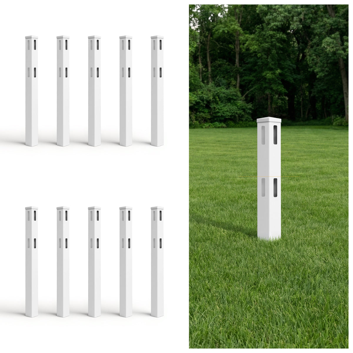 5ft Vinyl Ranch Line Post with Cap, Multiple Options