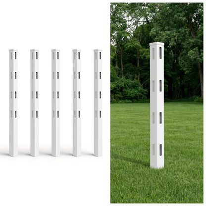 7ft Vinyl Ranch Line Post with Cap, Multiple Options