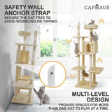 70 in. Dark Grey Cat Tower for Indoor Cats, Multi-Level Cat Activity Tree with Scratching Posts, Basket, Cave Condo