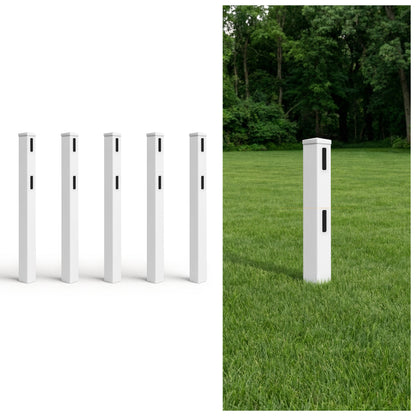 5ft Vinyl Ranch End Post with Cap, Multiple Options