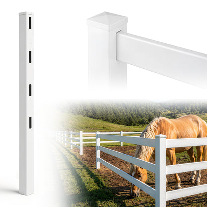 7ft Vinyl Ranch End Post with Cap, Multiple Options