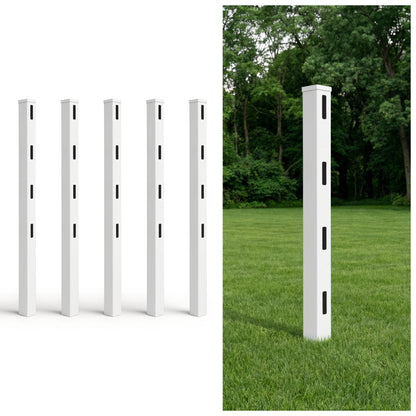7ft Vinyl Ranch End Post with Cap, Multiple Options
