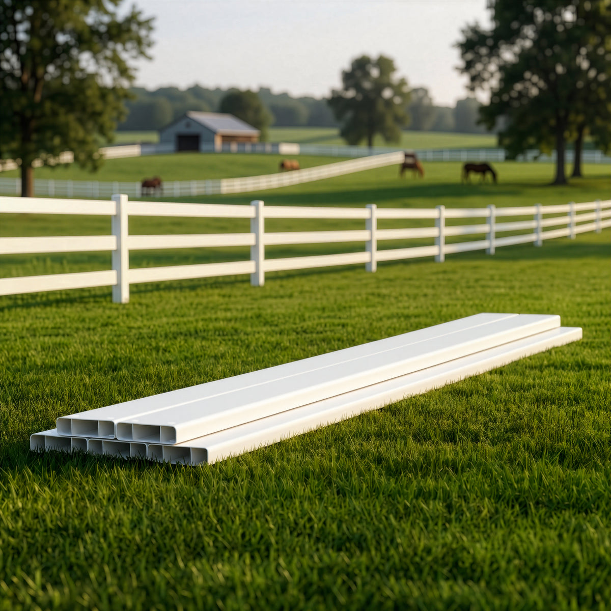 8ft Vinyl Ranch Rail with Slide-in Design, Multiple Options