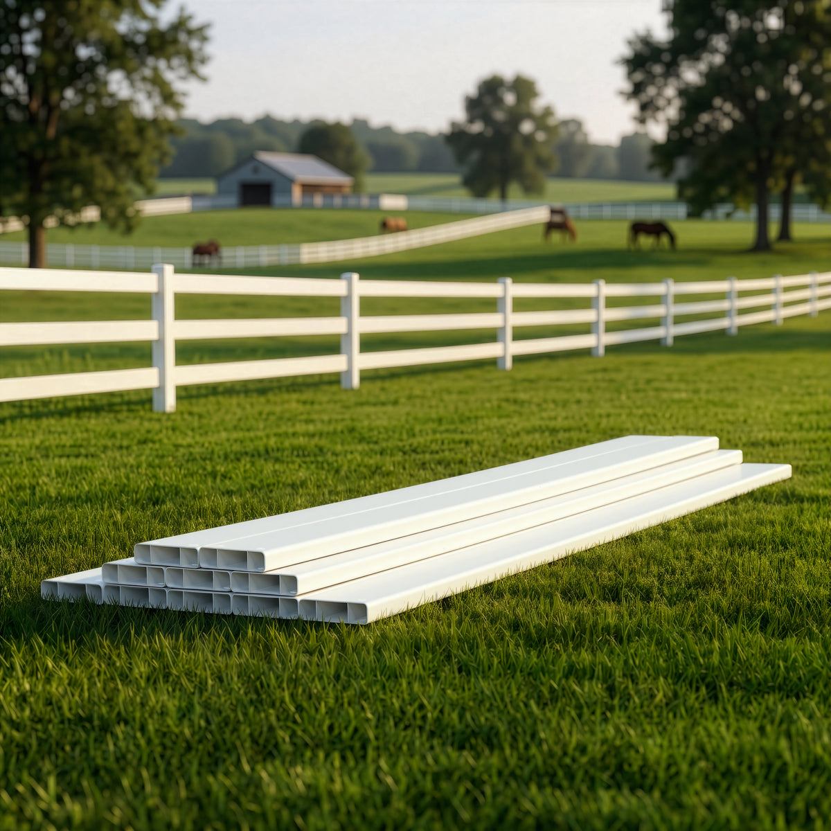 8ft Vinyl Ranch Rail with Slide-in Design, Multiple Options