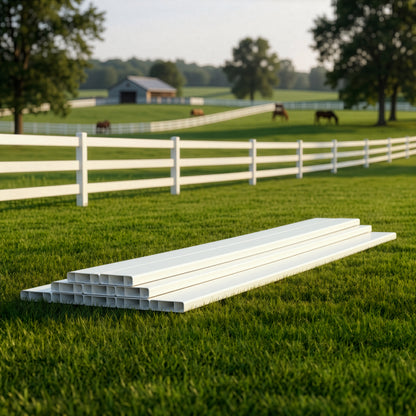 8ft Vinyl Ranch Rail with Slide-in Design, Multiple Options