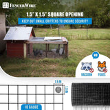16 Gauge Black Vinyl Coated Welded Wire Mesh Size 1.5 inch by 1.5 inch