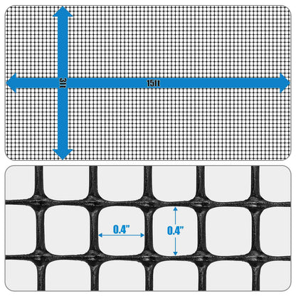 Black Plastic Hardware Net 3 ft. x 15 ft. & Mesh 0.5" x 0.5 "