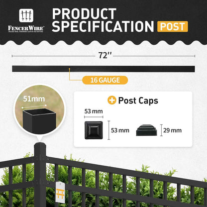 16 Gauge Heavy Duty 6FT Outdoor Steel Fencing Border Post, Multiple Options