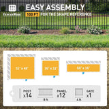 Heavy Duty Flat Top Fence Barrier Kit with 5FT Height X 8FT Width Panels, Fence, Gate, Posts & Connectors, Multiple Options