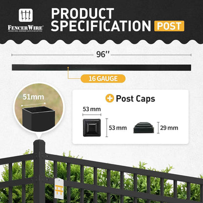16 Gauge Heavy Duty 8FT Outdoor Steel Flat Top Fencing Border Post, Multiple Options