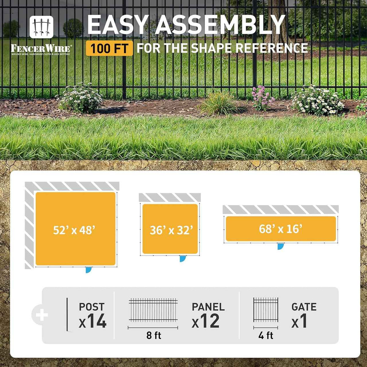 Heavy Duty Pinnacle Fence Barrier Kit with 6FT Height X 8FT Width Panels, Fence, Gate, Posts & Connectors, Multiple Options