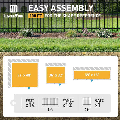 Heavy Duty Pinnacle Fence Barrier Kit with 6FT Height X 8FT Width Panels, Fence, Gate, Posts & Connectors, Multiple Options