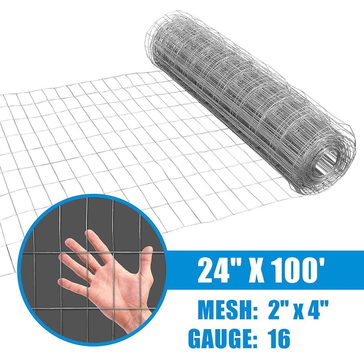 Fencer Wire 16 Gauge Galvanized Welded Wire Mesh Size 2 inch by 4 inch (2 ft. x 100 ft.)