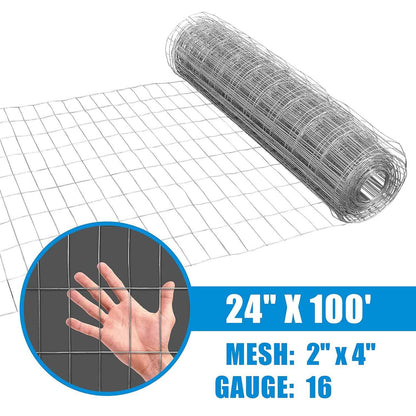 Fencer Wire 16 Gauge Galvanized Welded Wire Mesh Size 2 inch by 4 inch (2 ft. x 100 ft.)