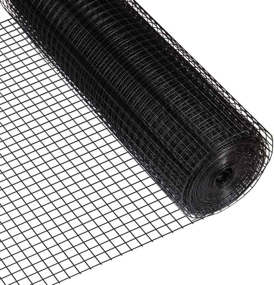 16 Gauge Black Vinyl Coated Welded Wire Mesh Size 0.5 inch by 1 inch