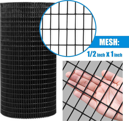 16 Gauge Black Vinyl Coated Welded Wire Mesh Size 0.5 inch by 1 inch
