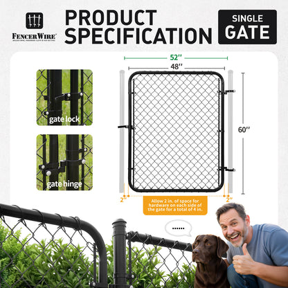 9 / 11.5  Gauge Black Vinyl Coated Chain Link Fence Gate Kit, Multi-options