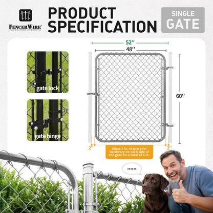 9 / 11.5 Gauge Galvanized Silver Steel Chain Link Gate Kit, Multi-options